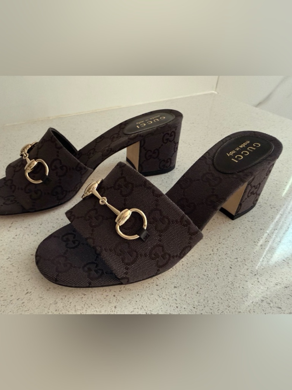 GUCCI Siaga Horsebit Slide Sandals Brown Size EU 38 US 8 - Picture 3 of 12